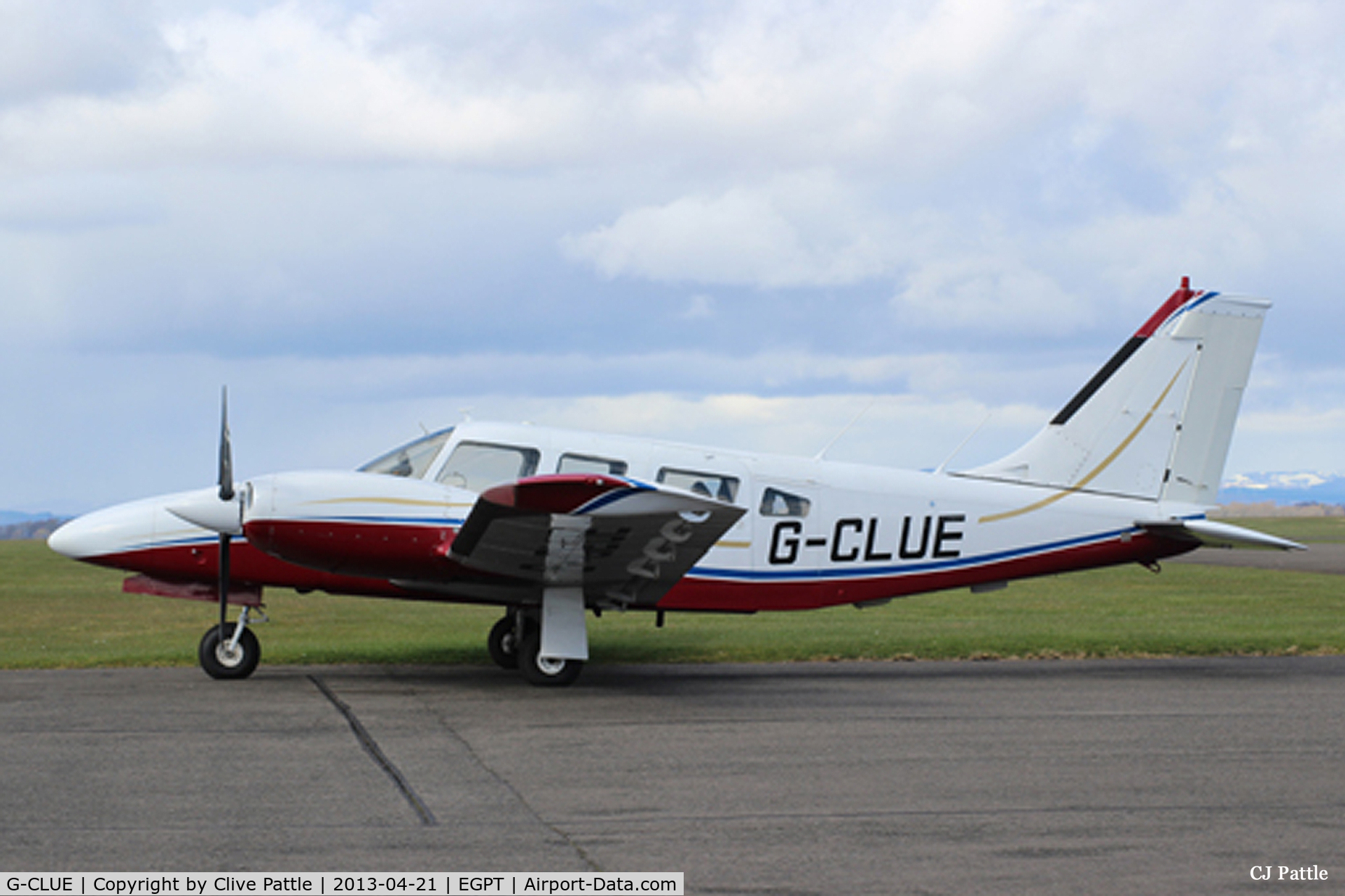 G-CLUE, 1979 Piper PA-34-200T Seneca II C/N 34-7970502, Parked up at Perth EGPT