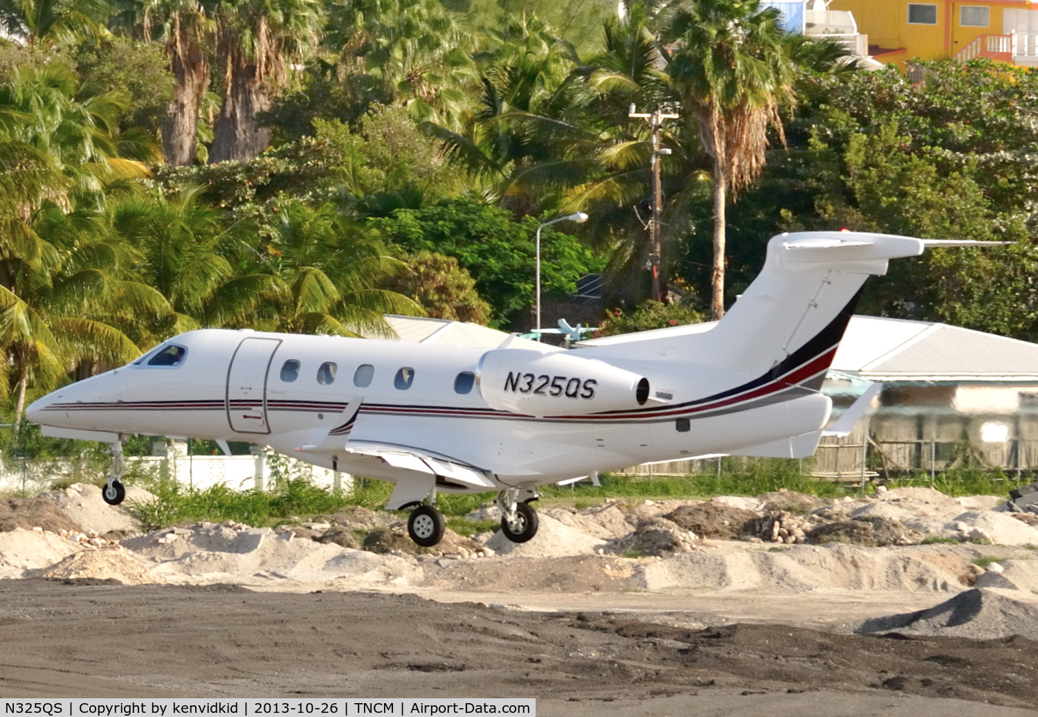 N325QS, 2013 Embraer EMB-505 Phenom 300 C/N 50500168, On short finals to St Maarten. Registered the day before I took this photo.
