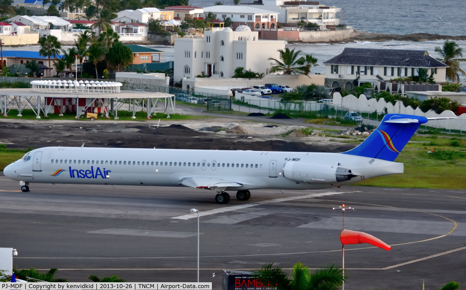 PJ-MDF, 1991 McDonnell Douglas MD-83 (DC-9-83) C/N 53014, Departing St Maarten.