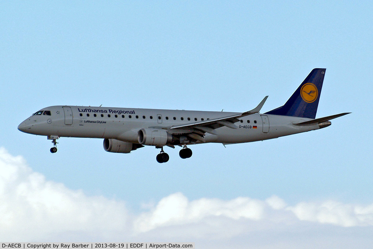 D-AECB, 2009 Embraer 190LR (ERJ-190-100LR) C/N 19000332, Embraer Emb-190-100LR [19000332] (Lufthansa Regional) Frankfurt~D 19/08/2013