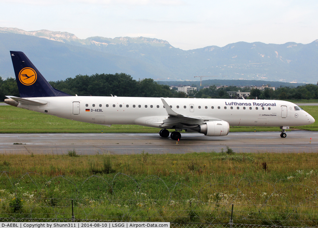 D-AEBL, 2012 Embraer 195LR (ERJ-190-200LR) C/N 19000507, Taxiing holding point rwy 23 for departure...