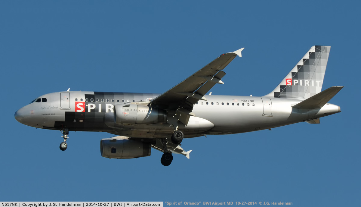 N517NK, 2006 Airbus A319-132 C/N 2711, On final to 28.