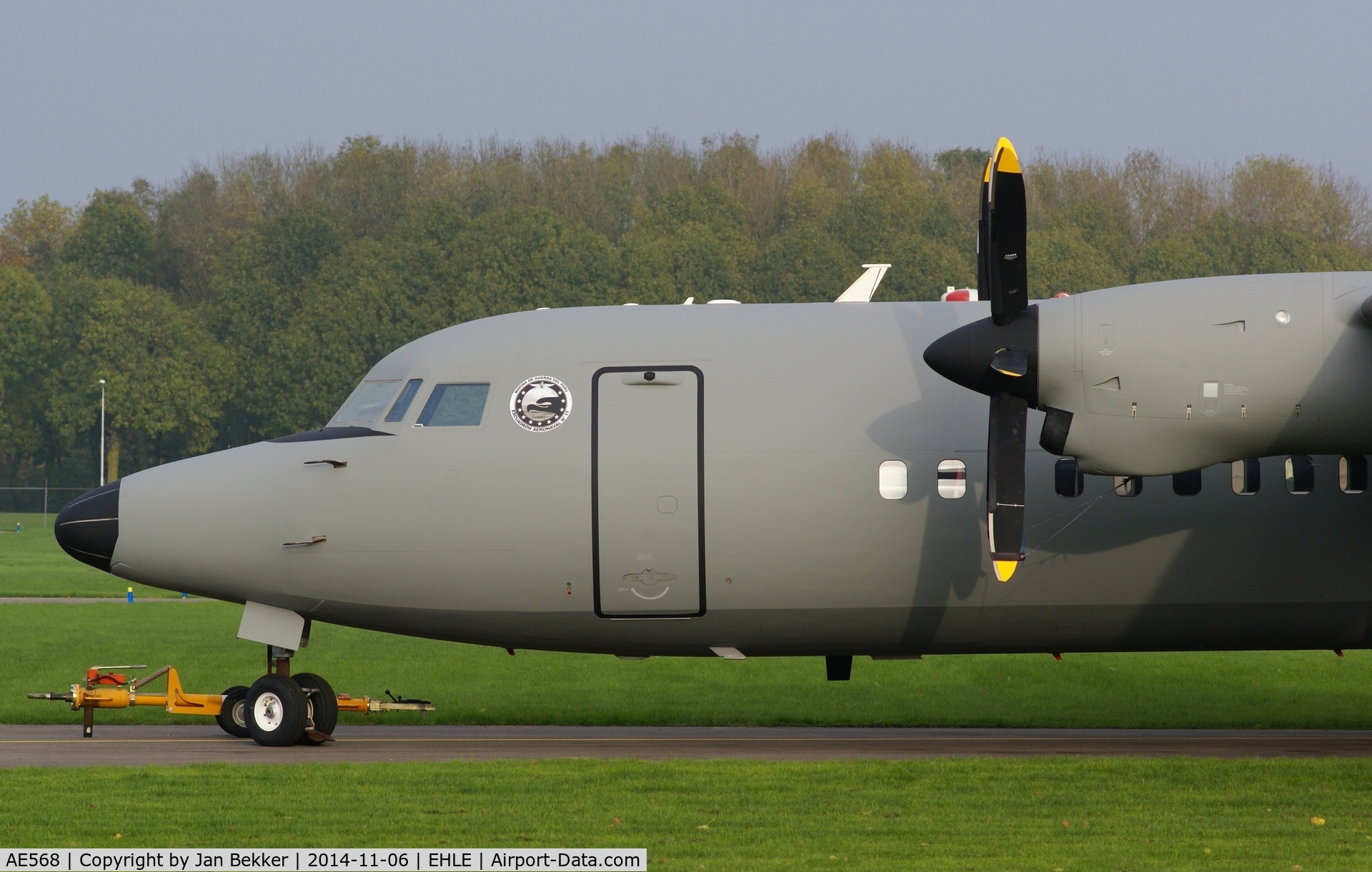 AE568, 1993 Fokker 50 C/N 20287, Just got the livery of the Peruvian Navy. Former U-06 of the Royal Netherlands Airforce. The new registration is still taped over.