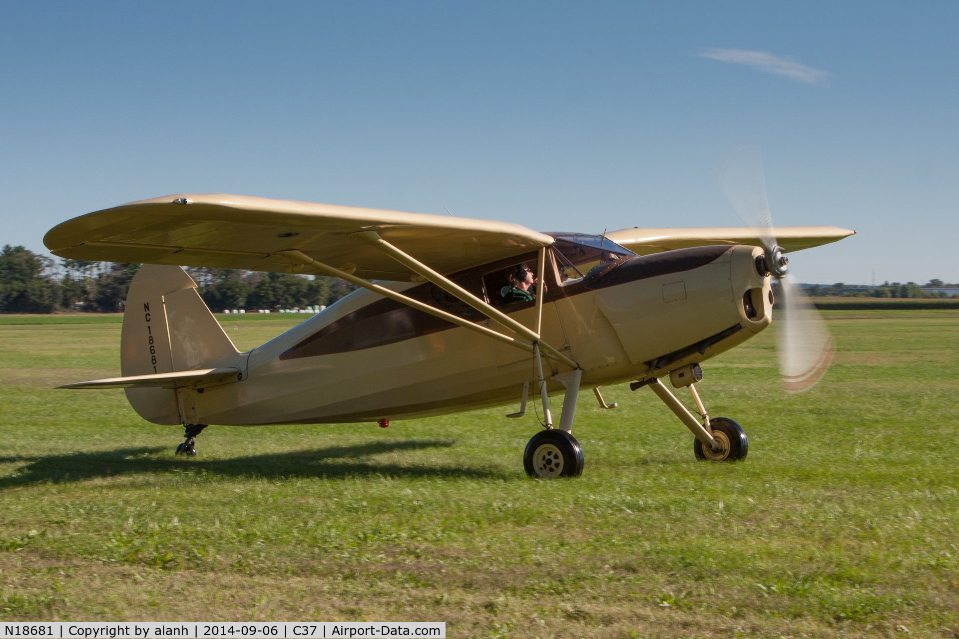 N18681, 1939 Fairchild 24 K C/N 3324, Arriving at the 2014 MAAA Grassroots fly-in