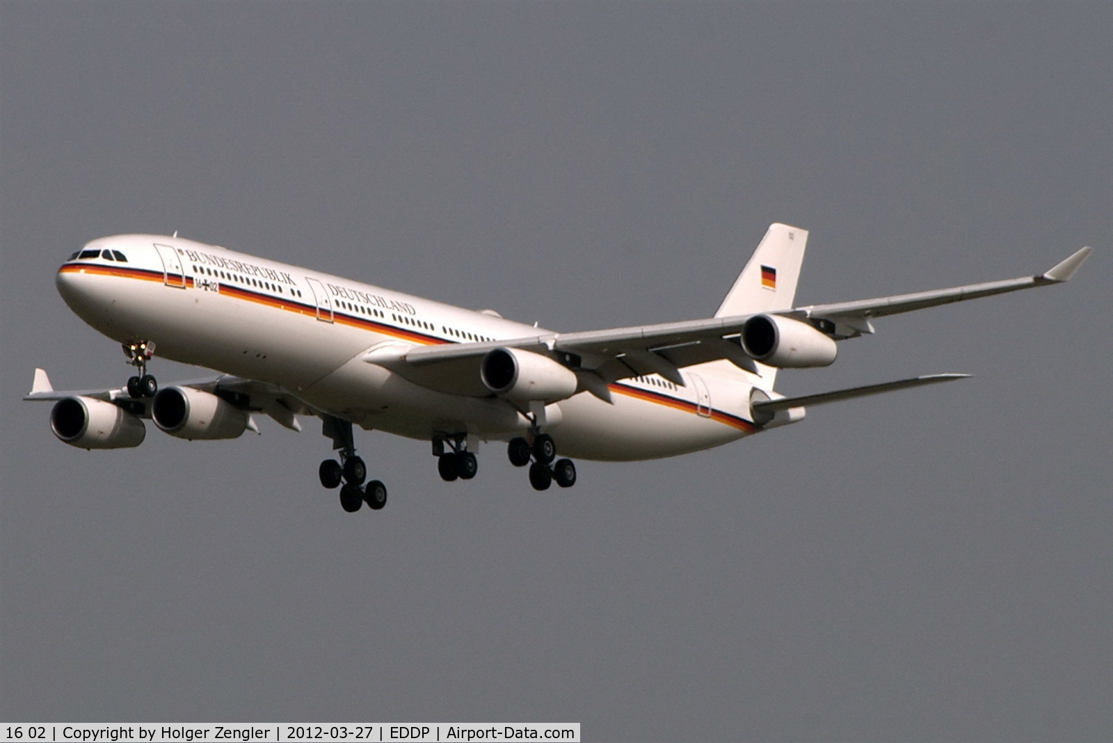 16 02, 2000 Airbus A340-313X C/N 355, German governmental aircraft from Cologne is doing some t&g....