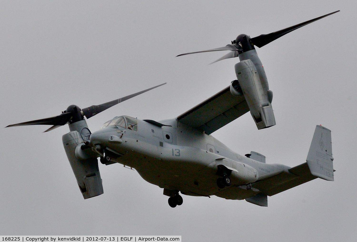 168225, 2012 Bell-Boeing MV-22B Osprey C/N D0175, In the flying display at FIA 2012.