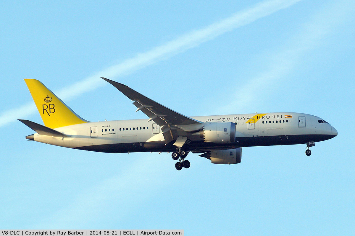 V8-DLC, 2014 Boeing 787-8 Dreamliner C/N 34789, Boeing 787-8 Dreamliner [34789] (Royal Brunei Airlines) Home~G 21/08/2014. On approach 27L.