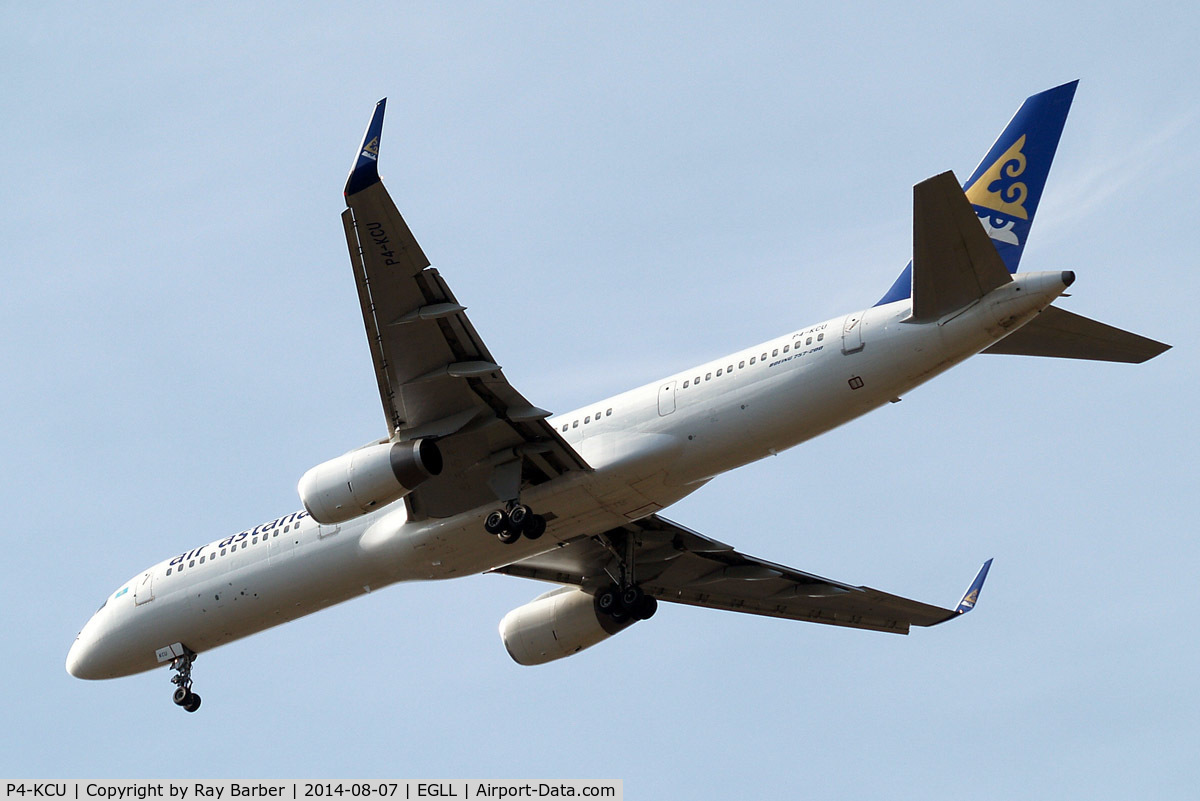 P4-KCU, 1995 Boeing 757-23N C/N 27971, Boeing 757-23N [27971] (Air Astana) Home~G 07/08/2014. On approach 27R.