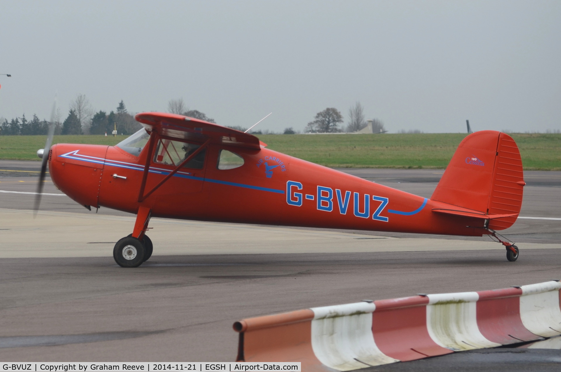 G-BVUZ, 1946 Cessna 120 C/N 11334, Just landed at Norwich.
