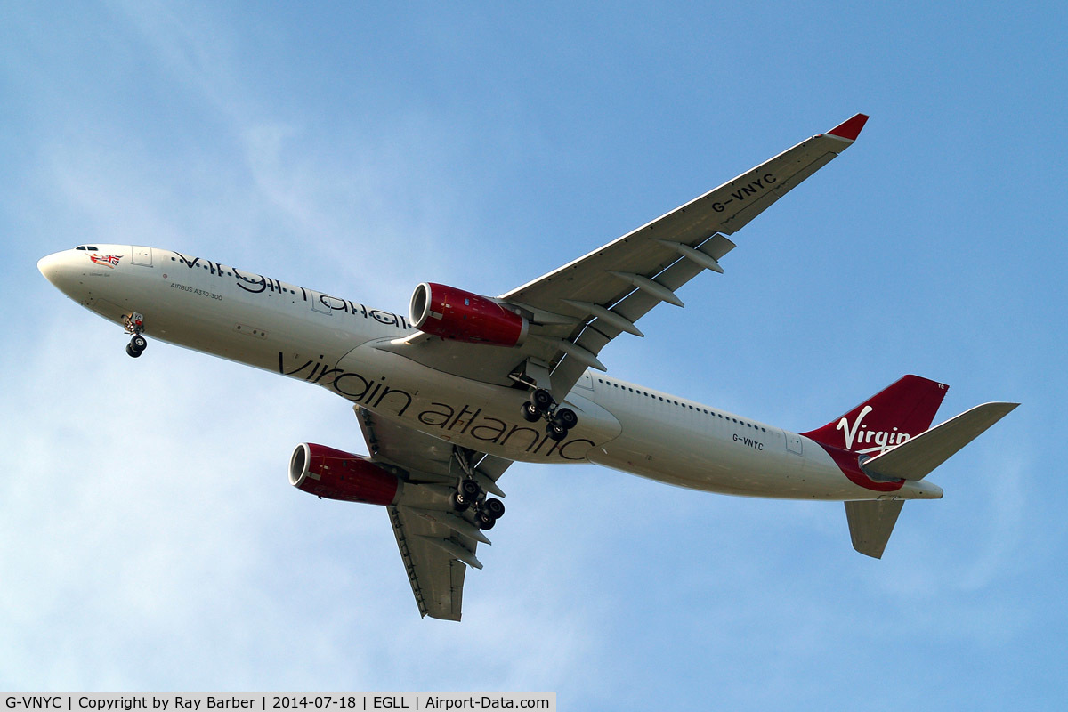 G-VNYC, 2012 Airbus A330-343X C/N 1315, Airbus A330-343X [1315] (Virgin Atlantic) Home~G 18/07/2014.  On approach 27R.