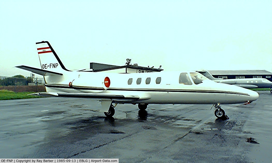 OE-FNP, 1973 Cessna 500 Citation C/N 500-0100, Cessna Citation I [500-0100] Liege~OO 13/09/1985. From a slide