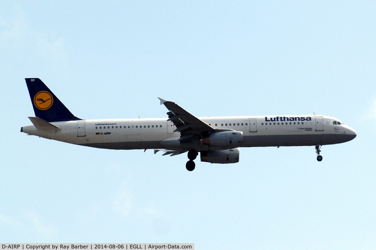 D-AIRP, 1995 Airbus A321-131 C/N 0564, Airbus A321-131 [0564] (Lufthansa) Home~G 06/08/2014. On approach 27L.