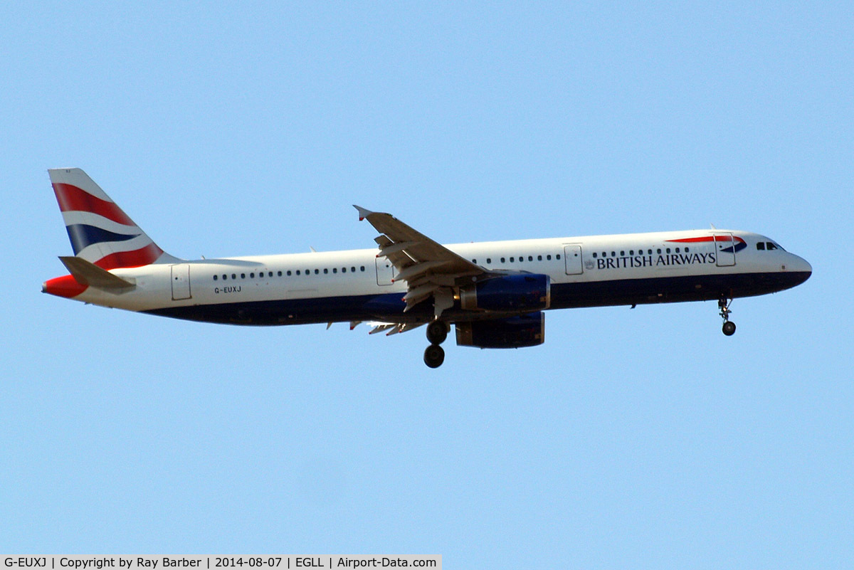 G-EUXJ, 2007 Airbus A321-231 C/N 3081, Airbus A321-231 [3081] (British Airways) Home~G 07/08/2014. On approach 27L.