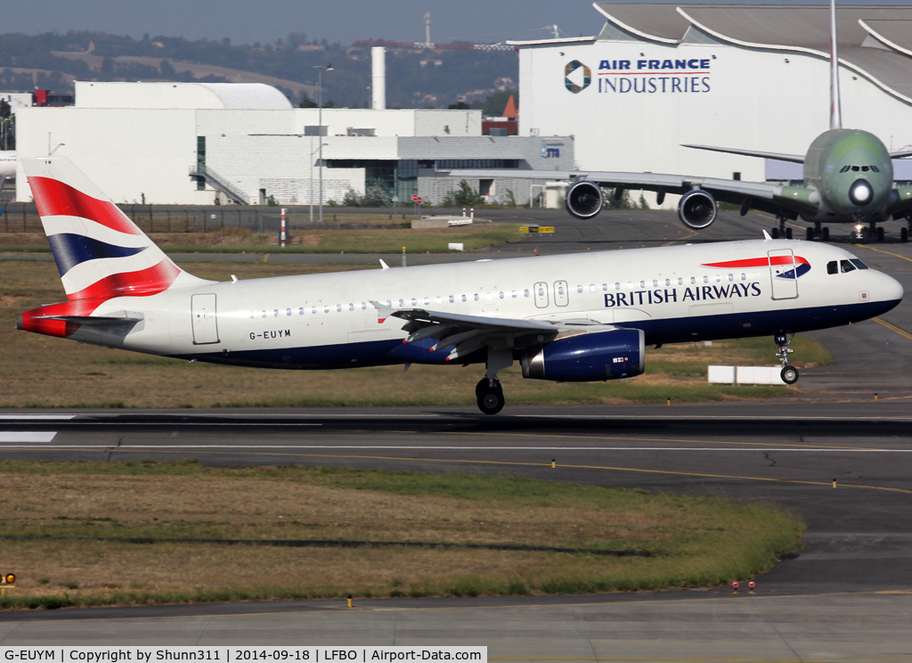 G-EUYM, 2011 Airbus A320-232 C/N 4791, Landing rwy 14R