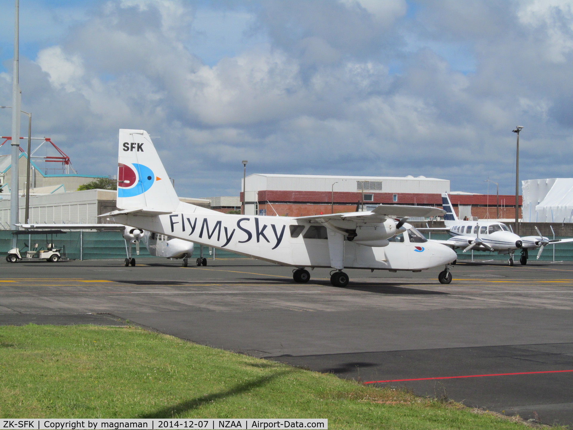 ZK-SFK, Britten-Norman BN-2A Islander C/N 236, taxying for departure from domestic apron