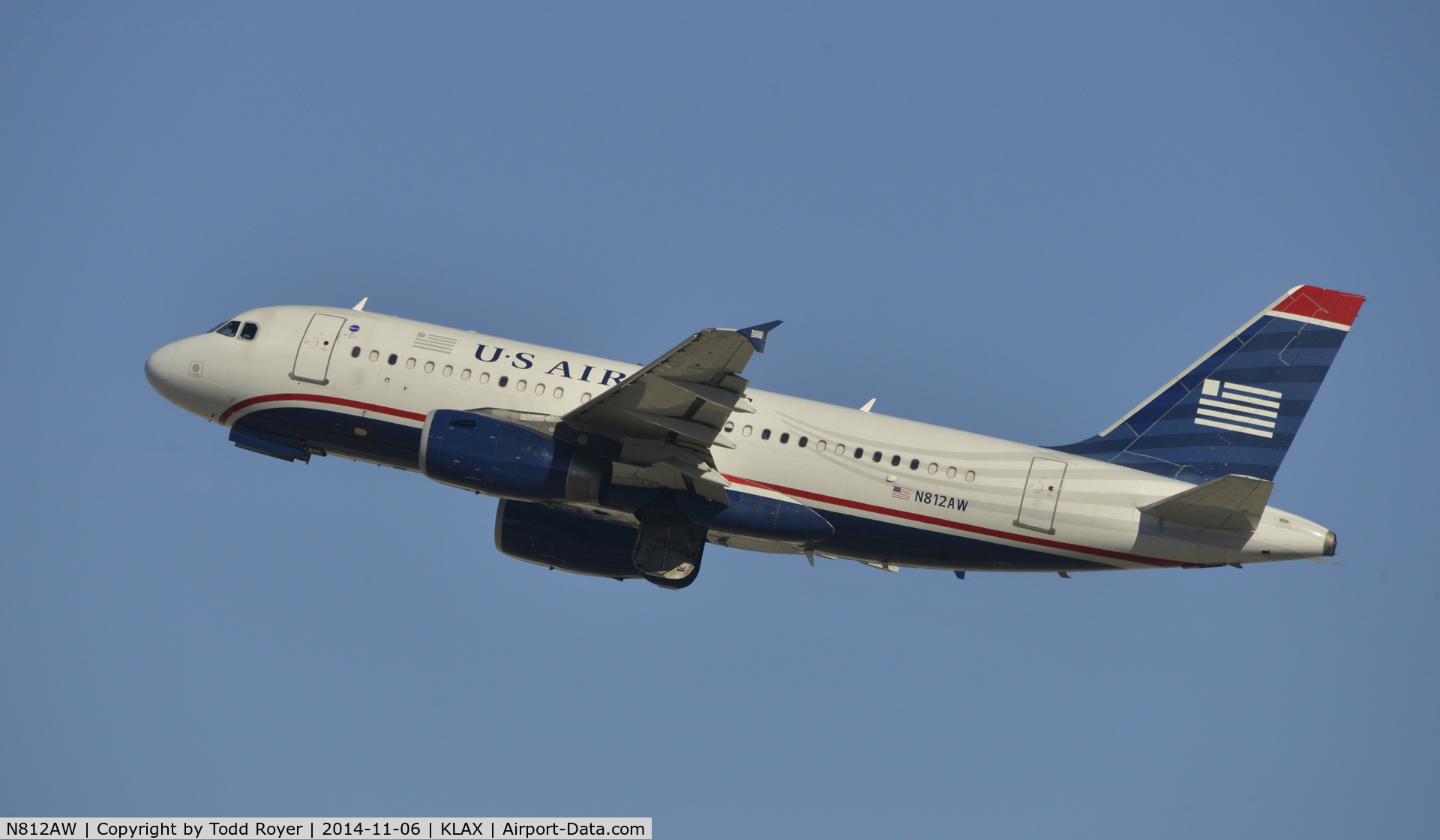 N812AW, 2000 Airbus A319-132 C/N 1178, Departing LAX on 25R