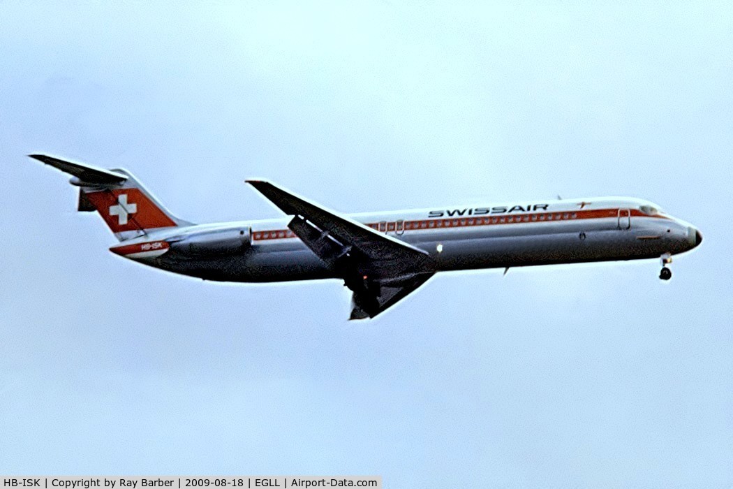 HB-ISK, 1974 Douglas DC-9-51 C/N 47654, McDonnell Douglas DC-9-51 [47654] (Swissair) Heathrow~G (Date and place unknown). From a slide.