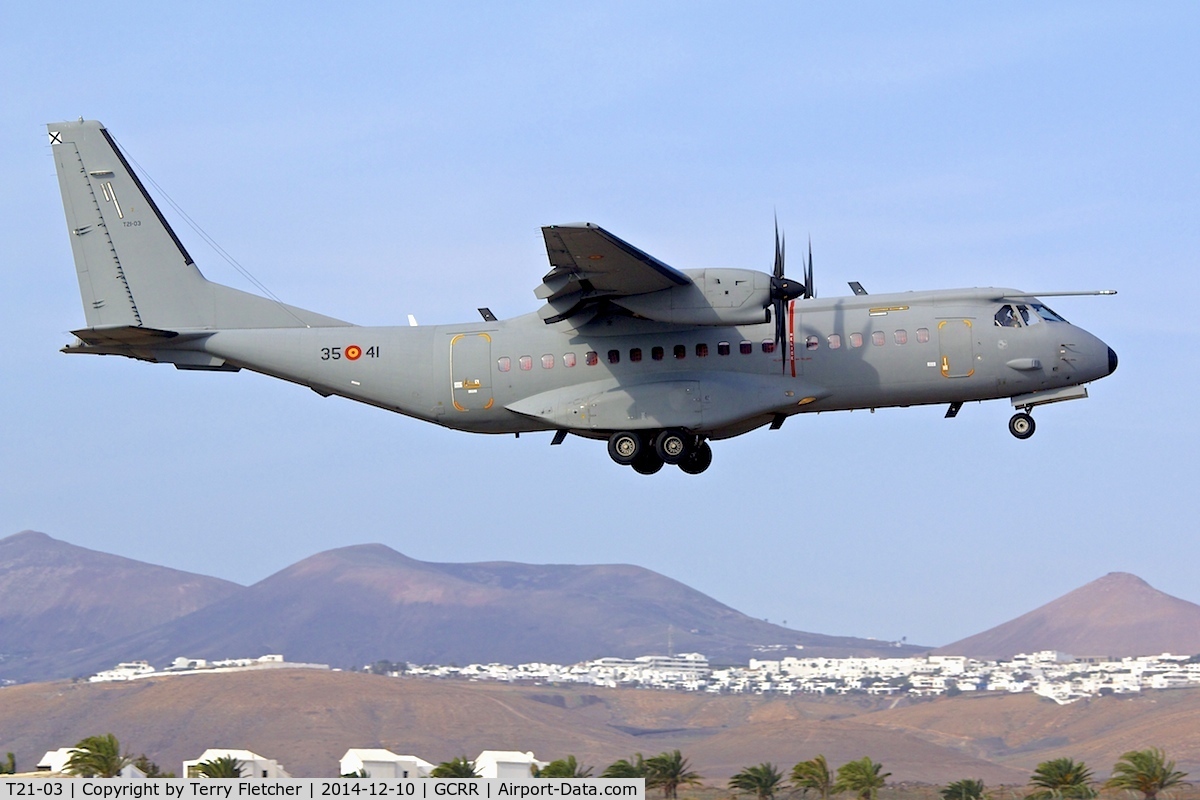 T21-03, CASA C-295M C/N EA03-03-004, At Lanzarote Airport ( Canary Isles ) in December 2014
