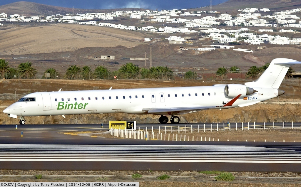 EC-JZV, 2007 Bombardier CRJ-900 (CL-600-2D24) C/N 15117, At Lanzarote Airport ( Canary Isles ) in December 2014