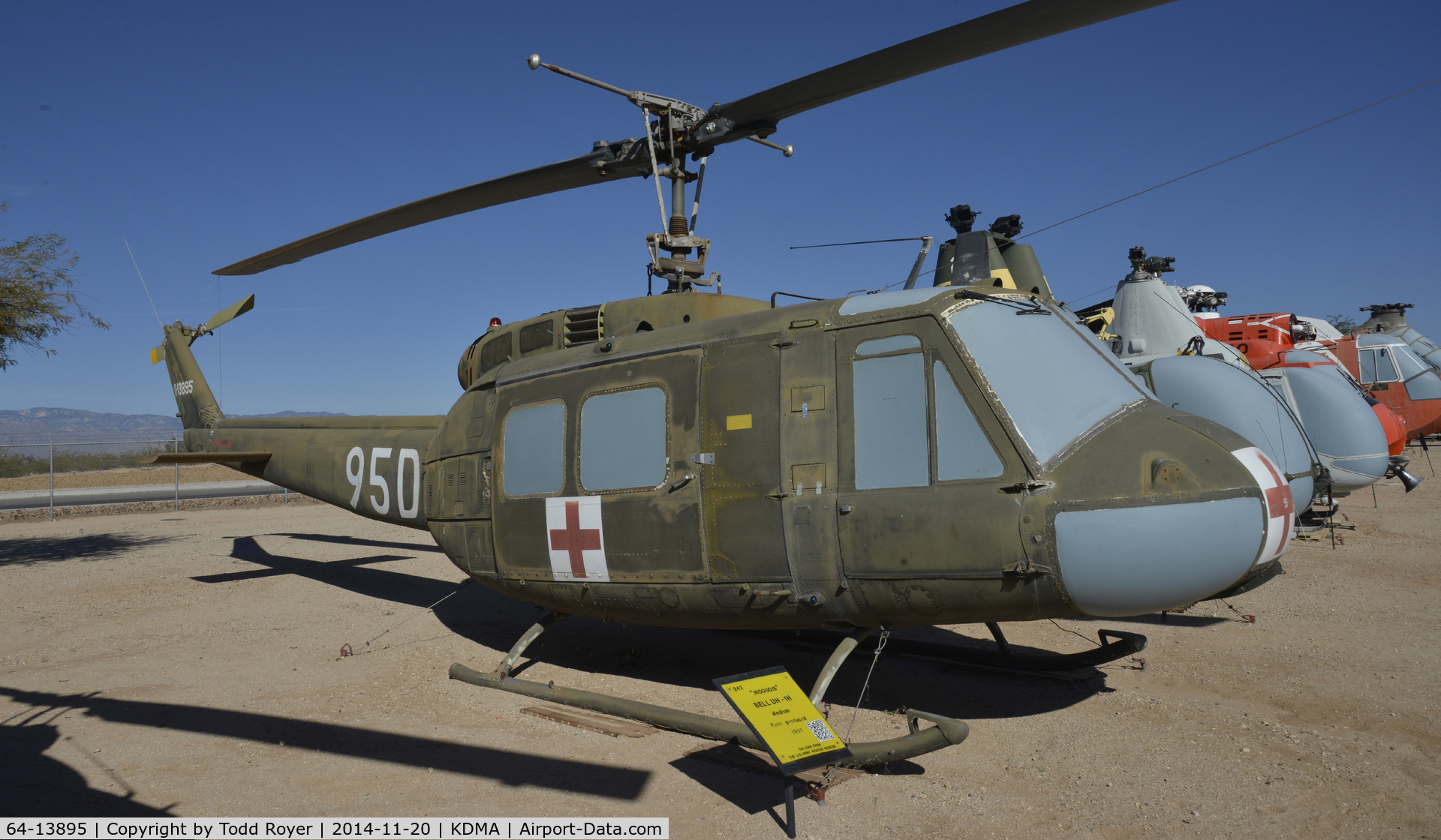 64-13895, 1964 Bell UH-1H Iroquois C/N 4602, On display at the Pima Air and Space Museum