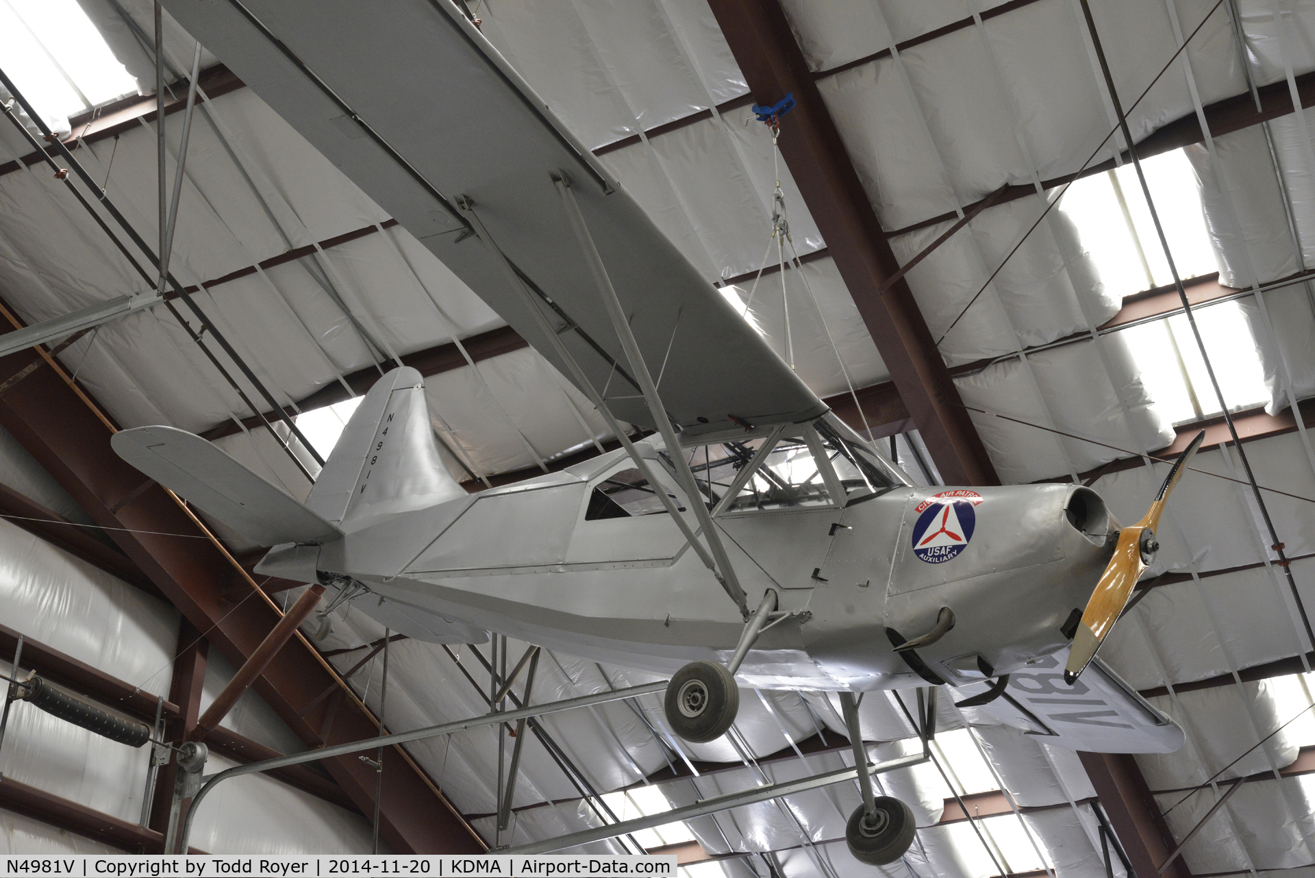 N4981V, 1944 Stinson L-5B Sentinel C/N 44-16907, On display at the Pima Air and Space Museum