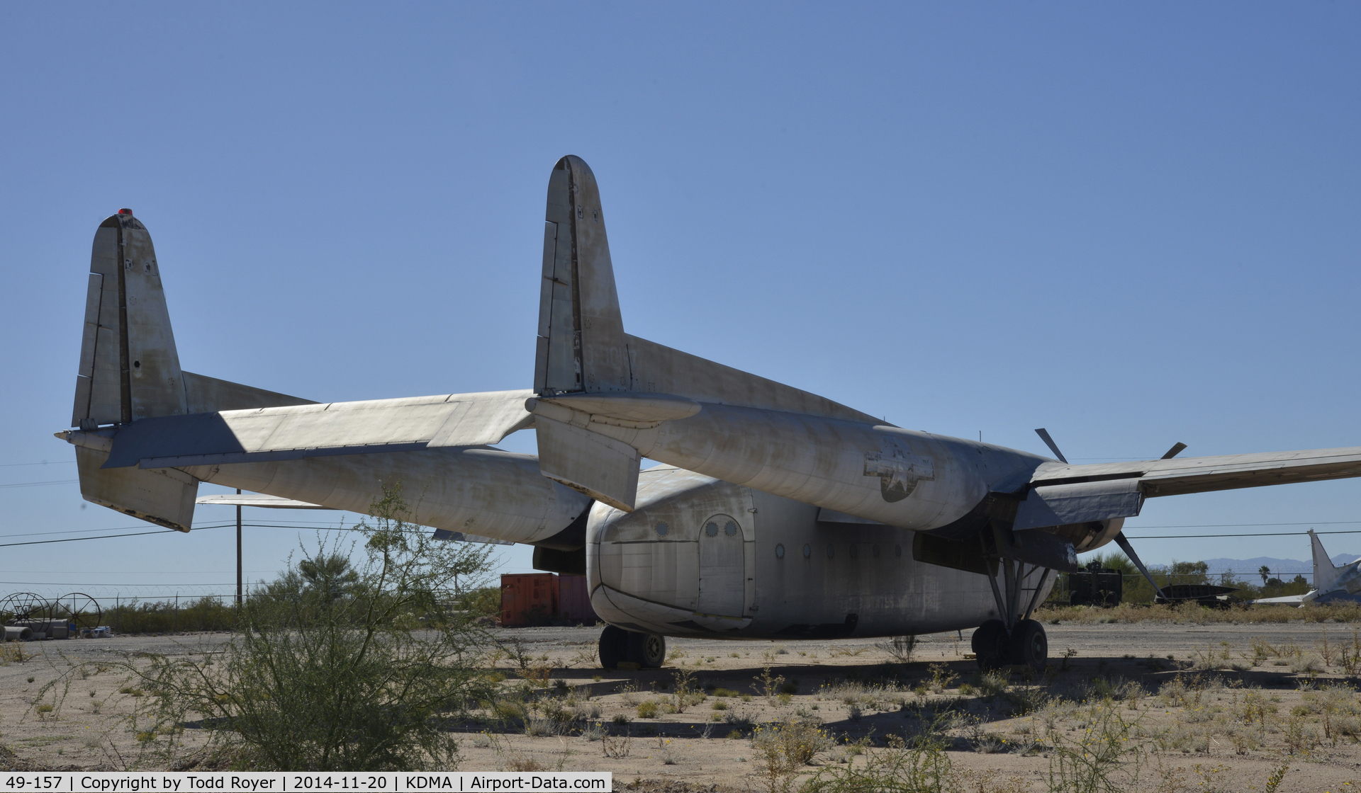 49-157, 1949 Fairchild C-119C-15-5A  Flying Boxcar C/N 10394, In storage at the Pima Air and Space Museum