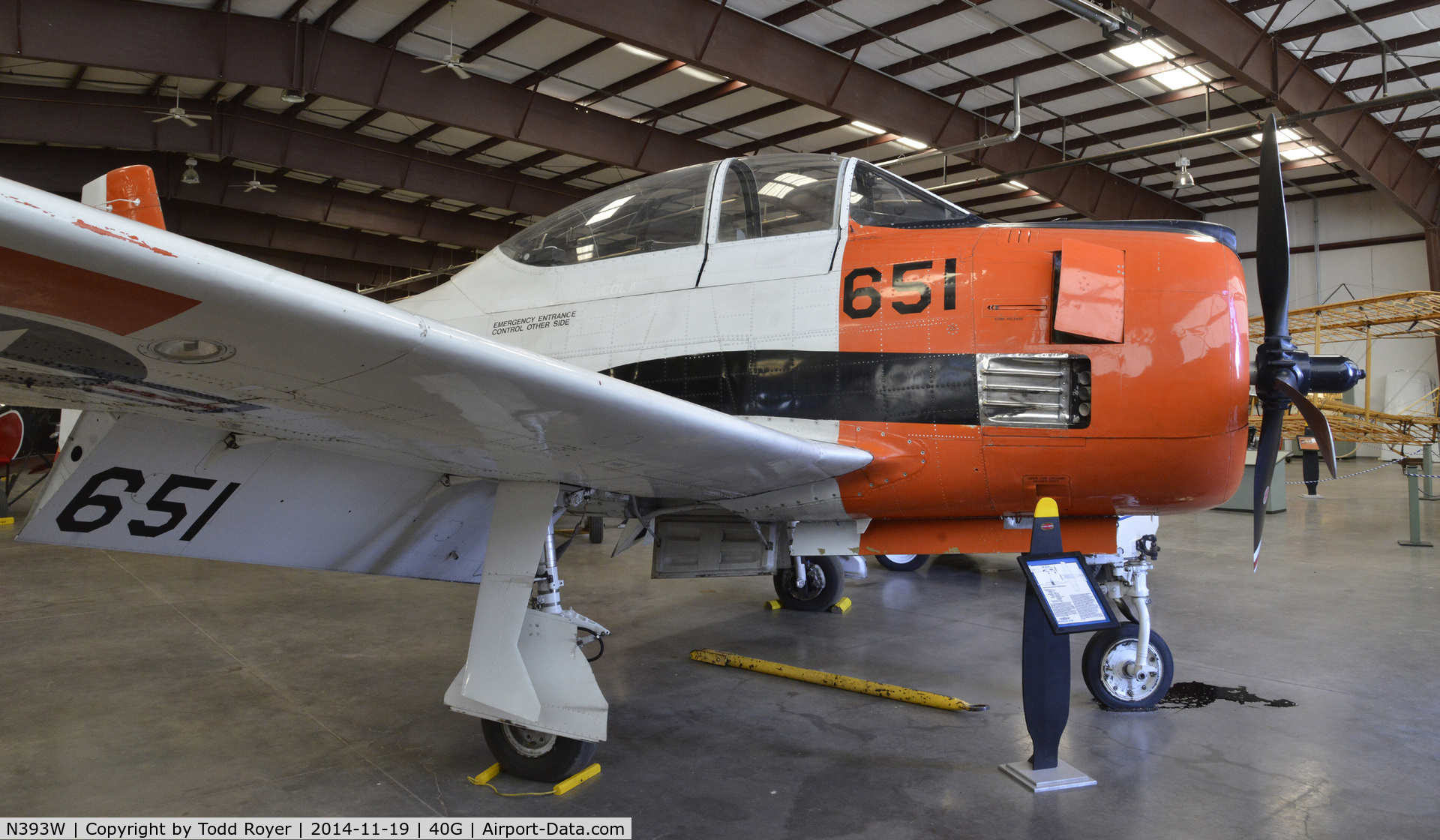 N393W, 1954 North American T-28B Trojan C/N 200-381, On display at the Planes if Fame Valle location