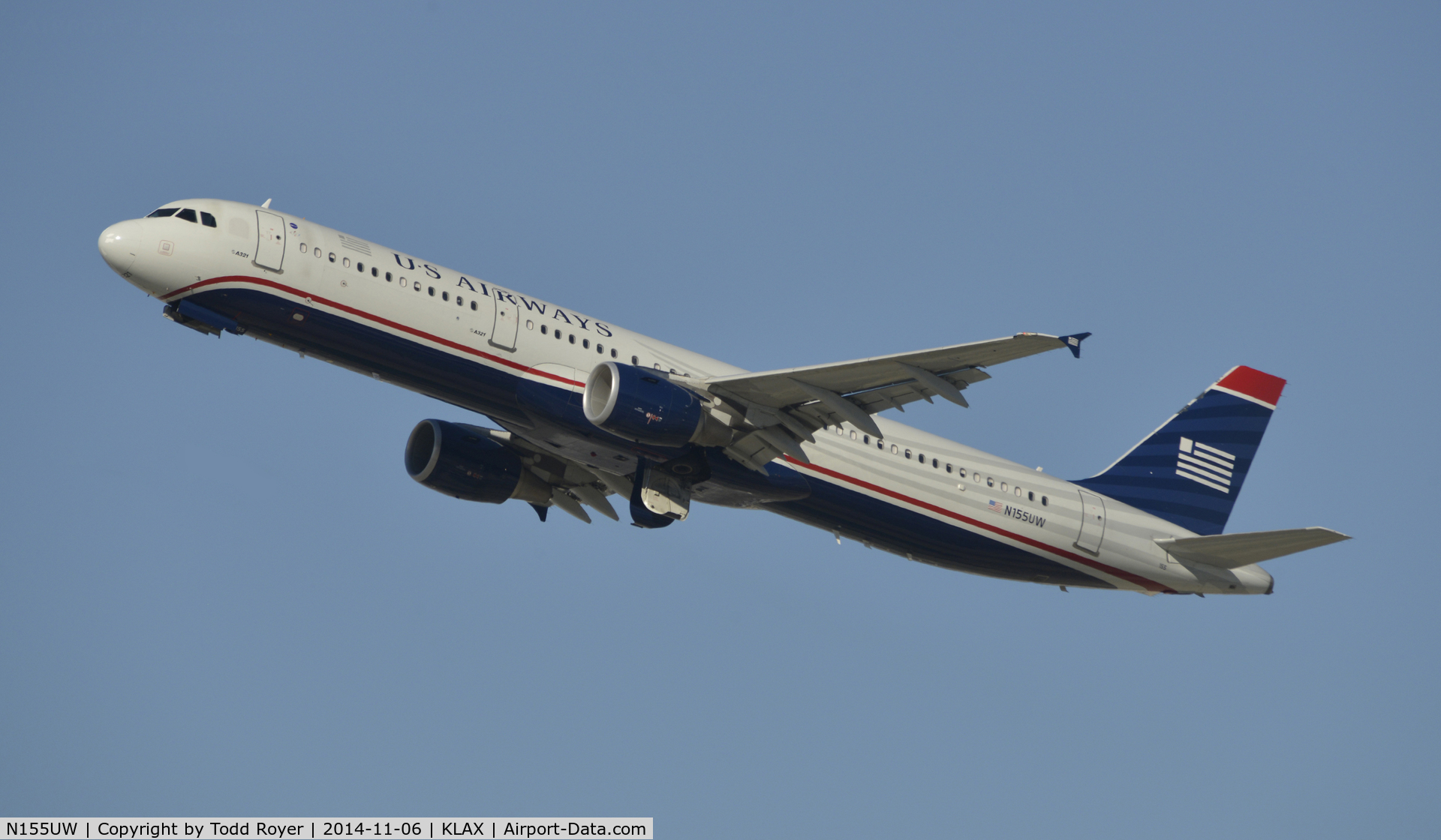 N155UW, 2013 Airbus A321-211 C/N 5659, Departing LAX on 25R
