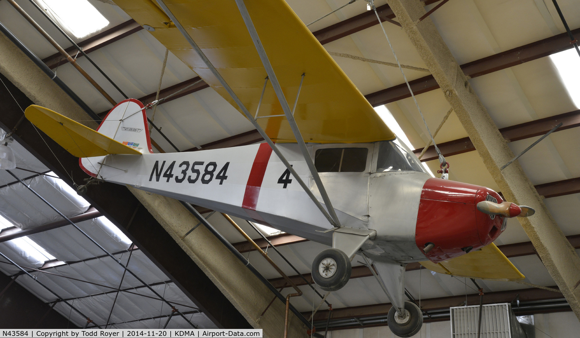 N43584, Taylorcraft BC12-D C/N 7243, On display at the Pima Air and Space Museum