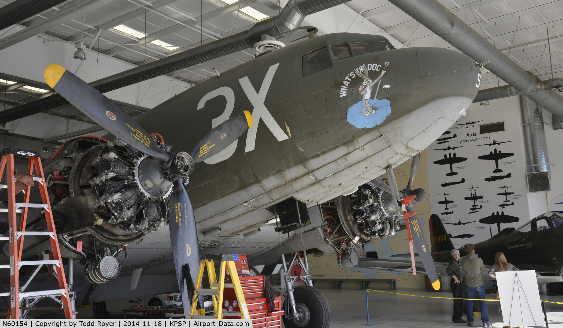 N60154, 1943 Douglas C-47B-25-DK Skytrain (Dakota III) C/N 16007/32755, Under maintenance at the Palm Springs Air Museum