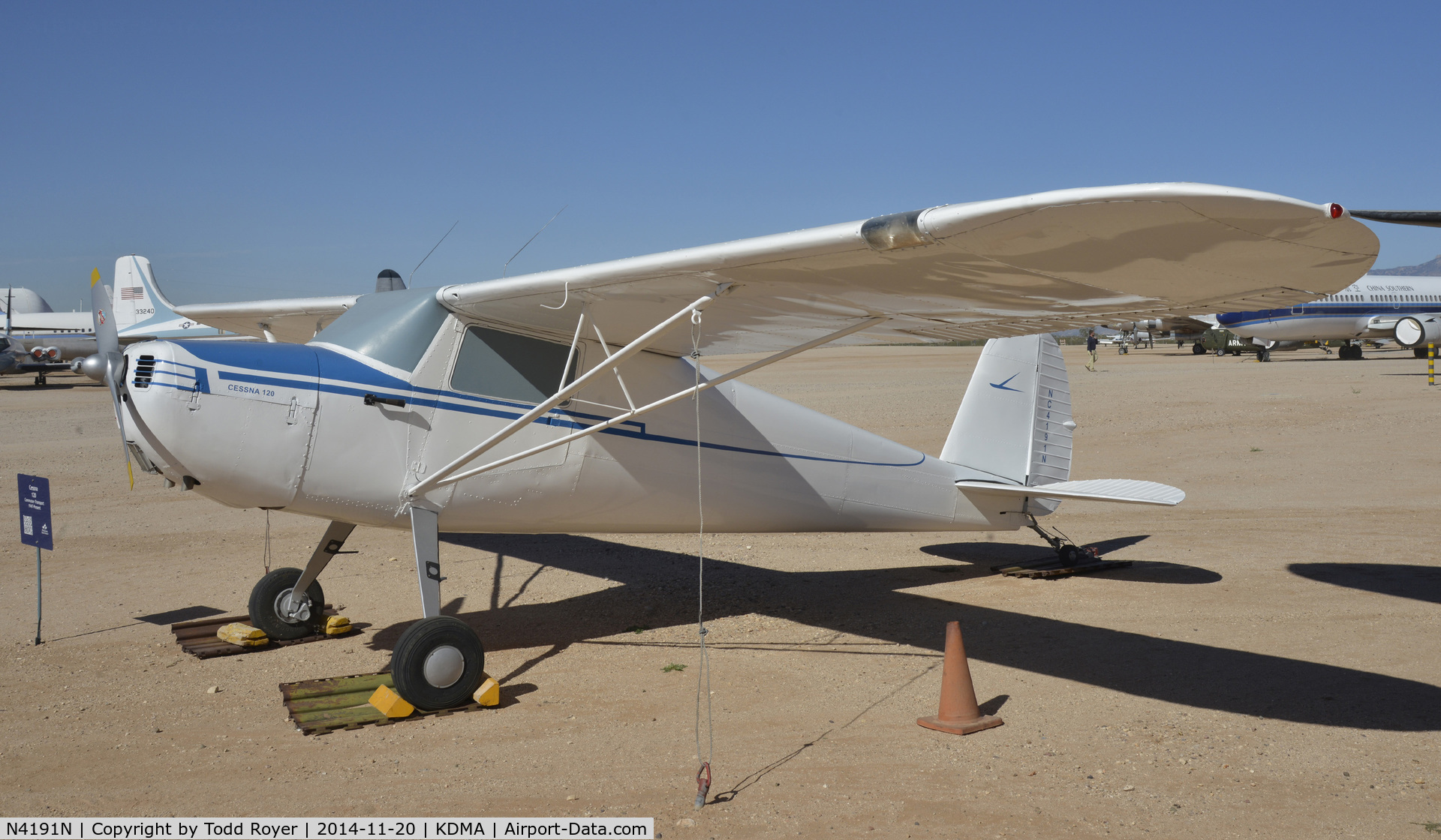 N4191N, 1947 Cessna 120 C/N 13662, On display at the Pima Air and Space Museum