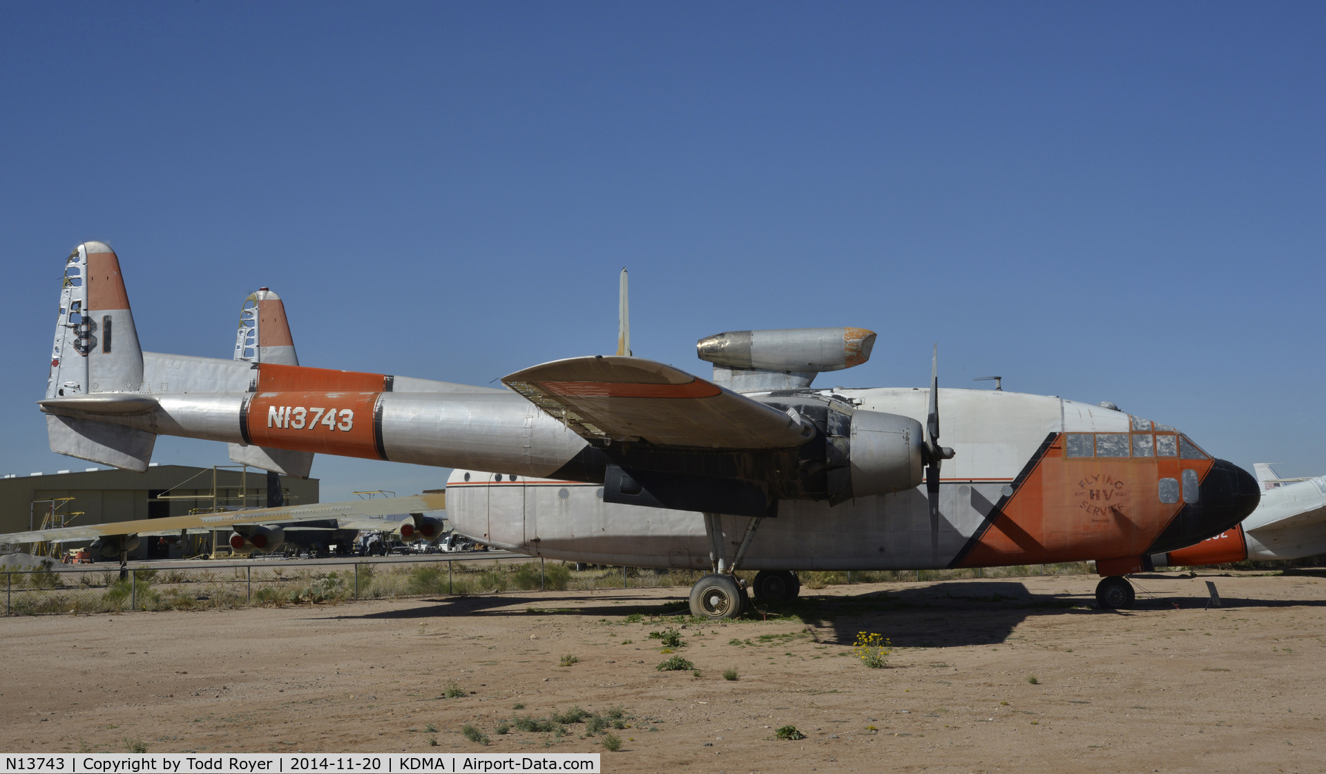 N13743, 1949 Fairchild C-119C Flying Boxcar C/N 10369, On display at the Pima Air and Space Museum