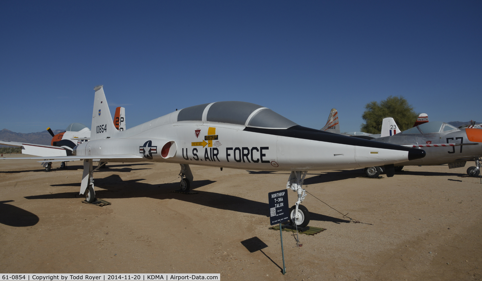 61-0854, 1961 Northrop T-38A-40-NO Talon C/N N.5220, On display at the Pima Air and Space Museum