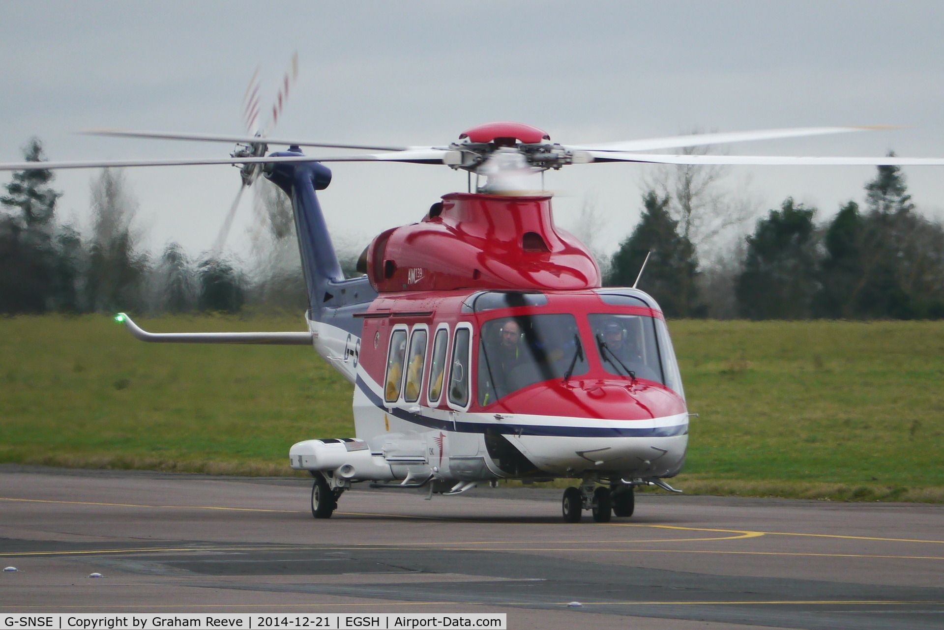 G-SNSE, 2014 AgustaWestland AW-139 C/N 31561, Just landed at Norwich.