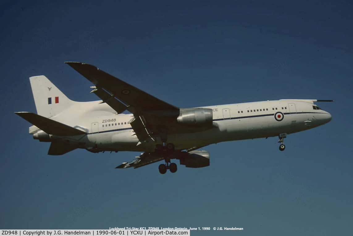 ZD948, 1980 Lockheed L-1011-385-3 TriStar K1 (500) C/N 193V-1157, Final Approach To London Ontario IAO Canada.