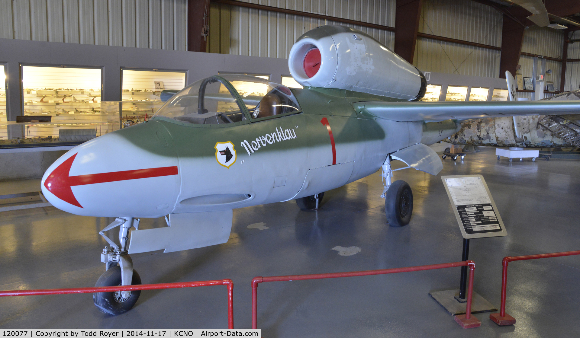 120077, Heinkel He-162A-2 Volksjager C/N 120077, On display at the Planes of Fame Chino location