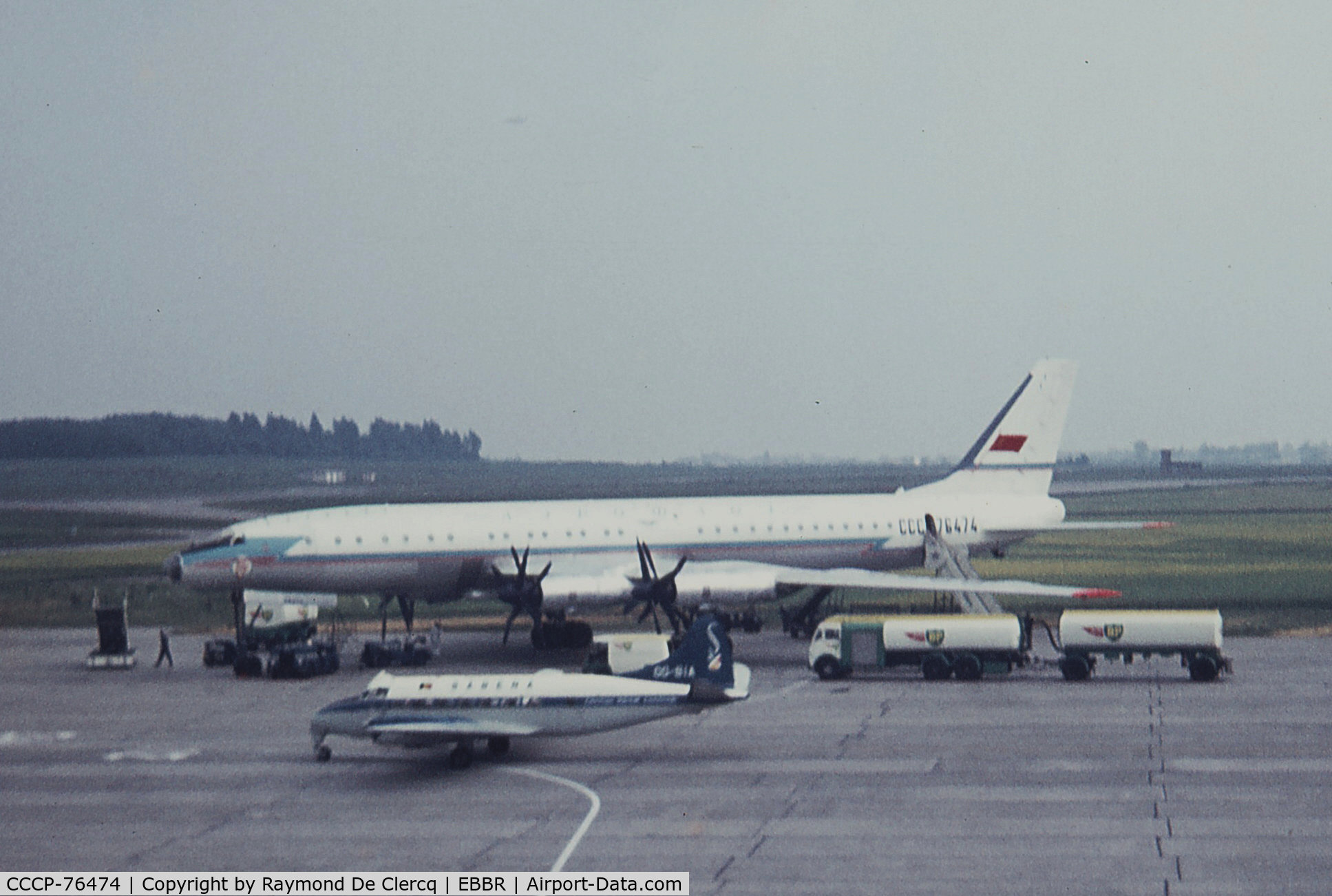 CCCP-76474, 1961 Tupolev Tu-114 Rossiya C/N 618435, Brussels Airport in the Seventies.