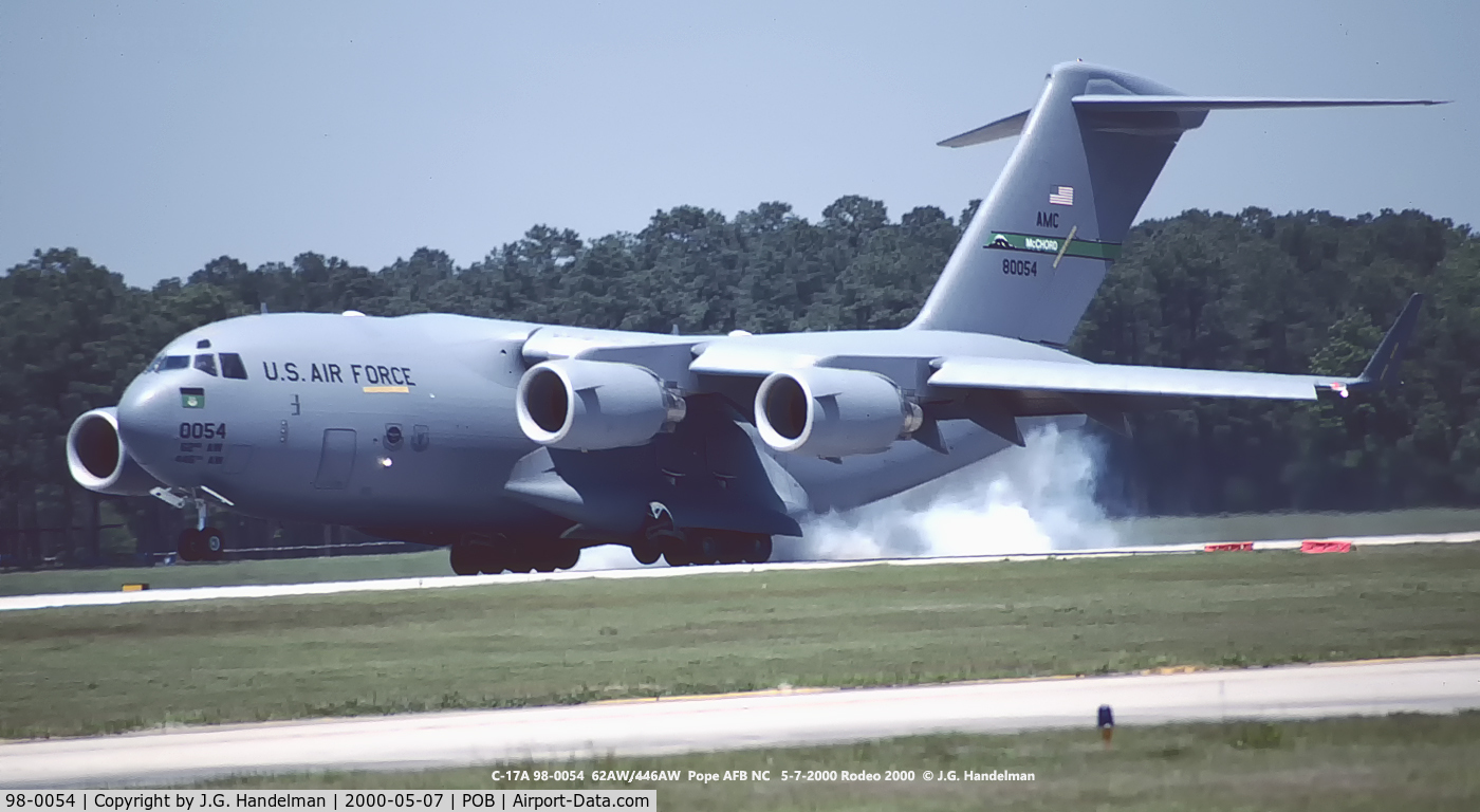 98-0054, 1998 Boeing C-17A Globemaster III C/N P-54/F57, Burning rubber at Rodeo 2000.