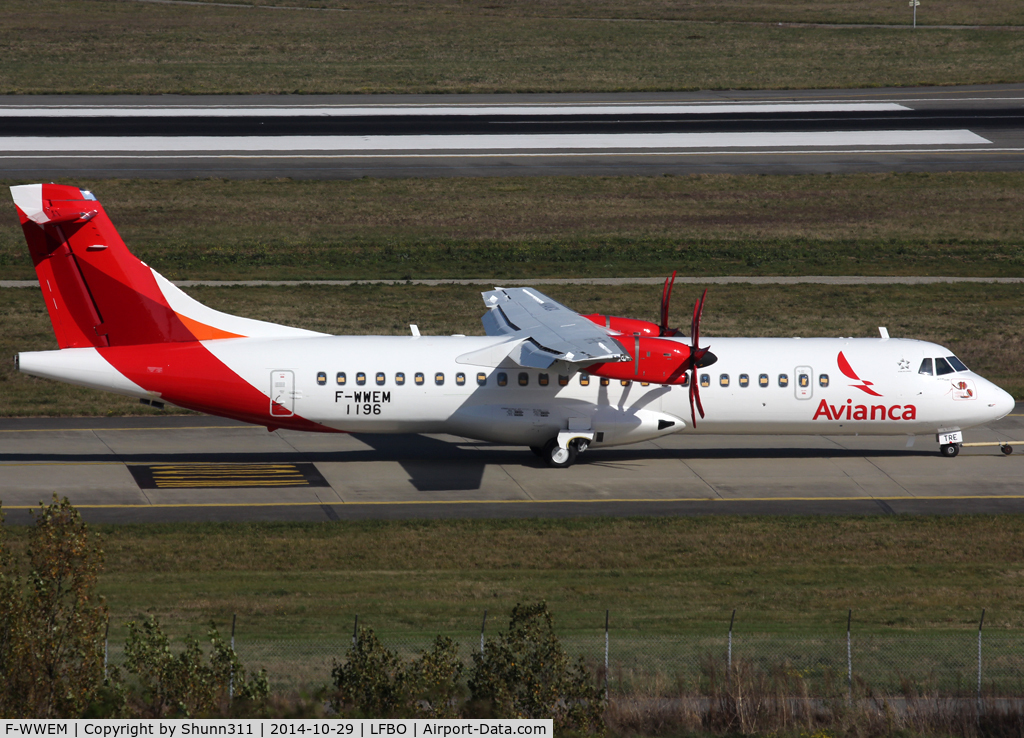 F-WWEM, 2014 ATR 72-600 (72-212A) C/N 1196, C/n 1196 - To be TG-TRE