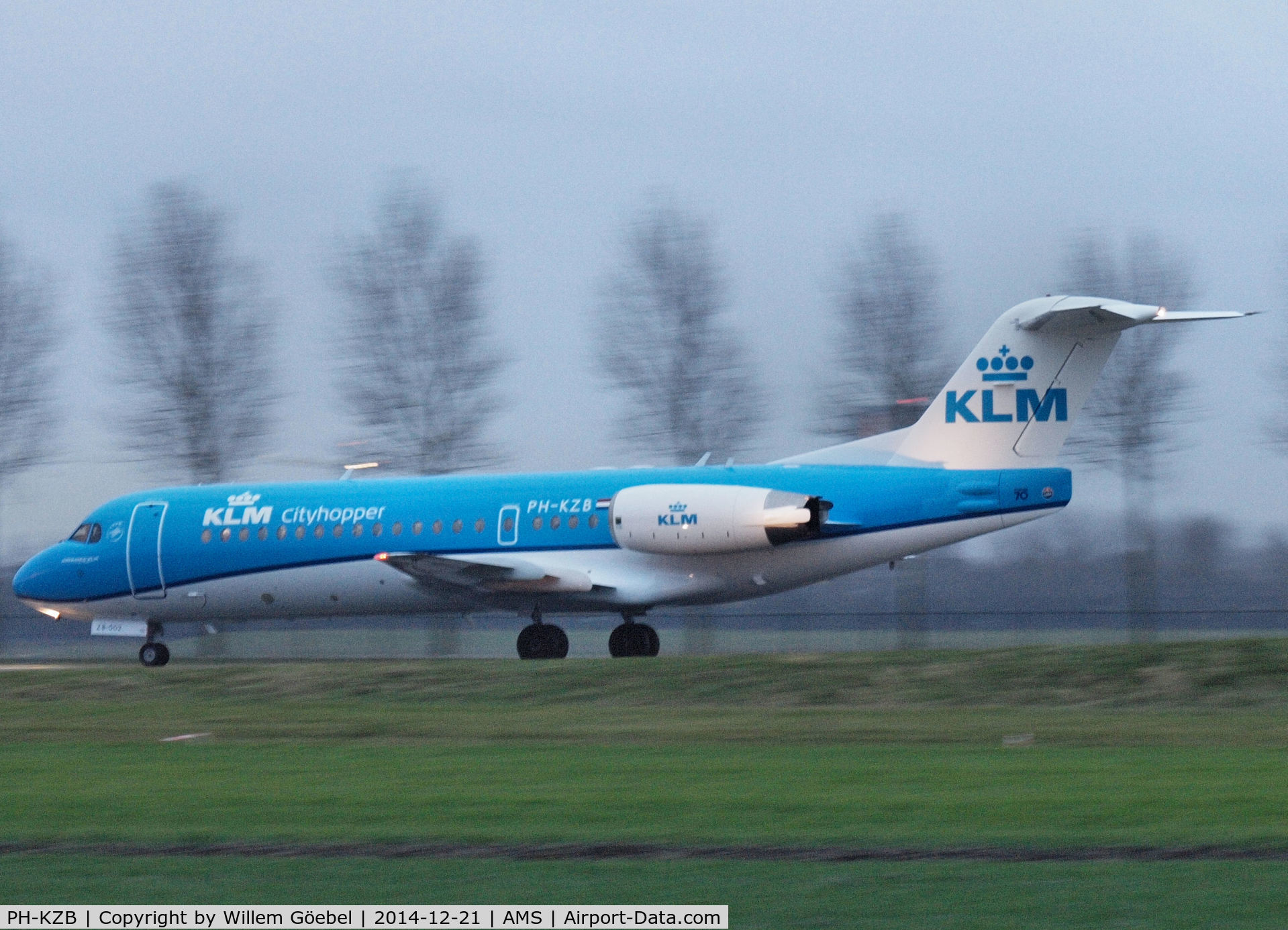 PH-KZB, 1996 Fokker 70 (F-28-070) C/N 11562, Taxi from runway 18R to the gate of Schiphol Airport (IN NEW OUTFIT)