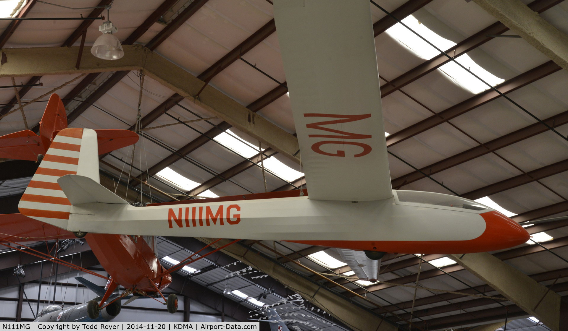 N111MG, Scheibe Zugvogel IIIB C/N 1023, On display at the Pima Air and Space Museum