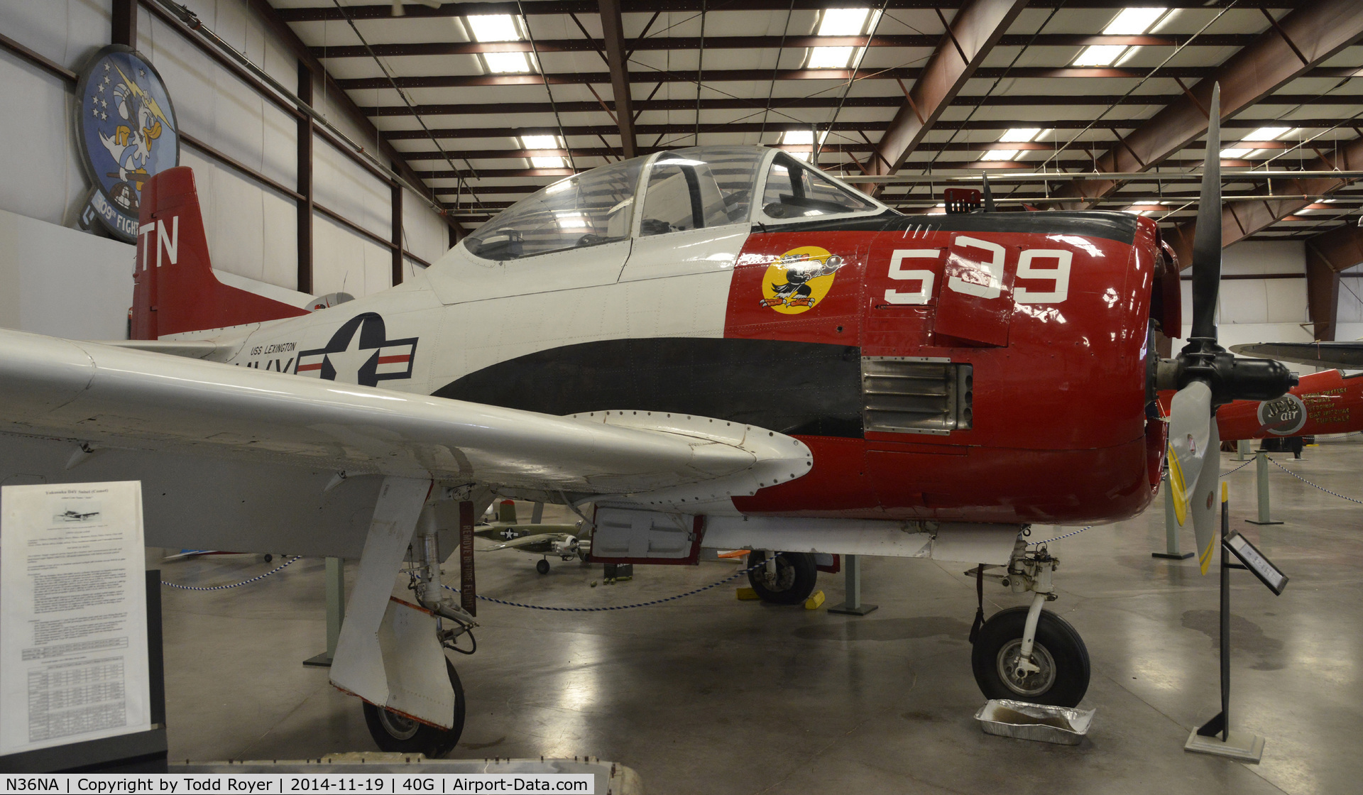 N36NA, 1954 North American T-28C Trojan C/N 226-116 (140539), On display at the Planes of Fame Valle location