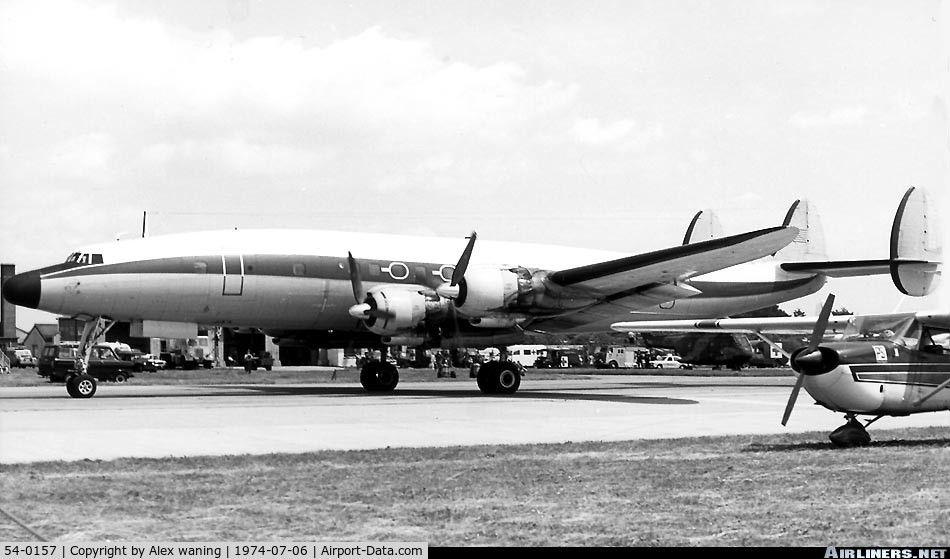 54-0157, 1955 Lockheed L-1049F Super Constellation C/N 4176, International Air Tattoo at RAF Greenham Common. 1974-07-06