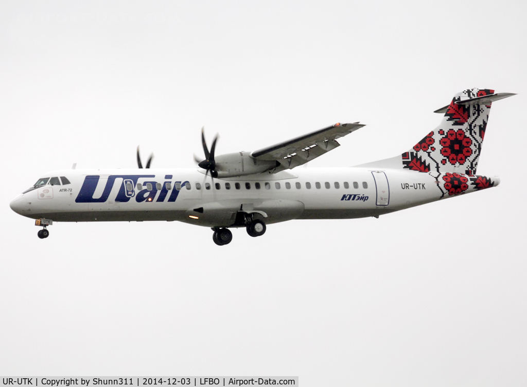 UR-UTK, 2012 ATR 72-500 C/N 1036, landing rwy 32L on return to lessor for storage @ LFBF