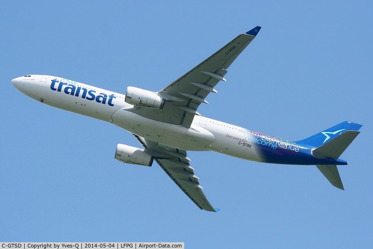 C-GTSD, 2001 Airbus A330-343X C/N 407, Air Transat Airbus A330-343X, Take off rwy 27L, Roissy Charles De Gaulle airport (LFPG-CDG)