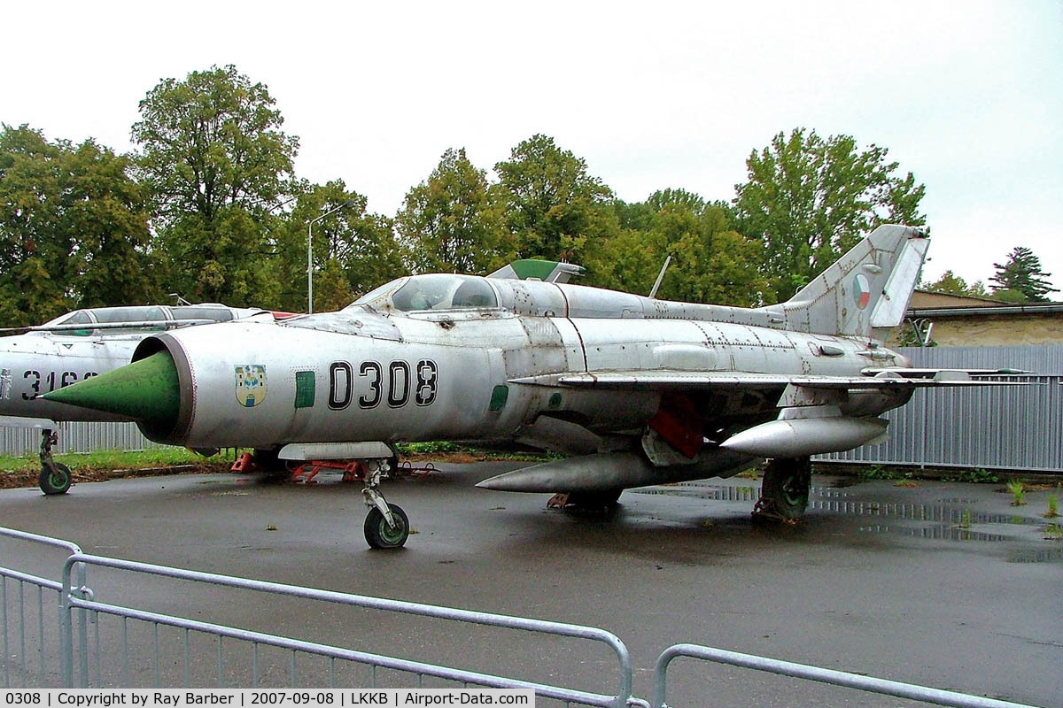 0308, 1964 Mikoyan-Gurevich MiG-21PF C/N 560308, 0308   Mikoyan-Gurevich MiG-21PF Fishbed [760308] (Czech Air Force) Prague-Kbely~OK 08/09/2007