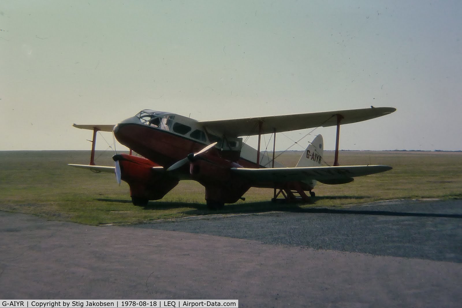 G-AIYR, 1943 De Havilland DH-89A Dominie/Dragon Rapide C/N 6676, G-AIYR making scenic flights from Land's End Airport back in 1978