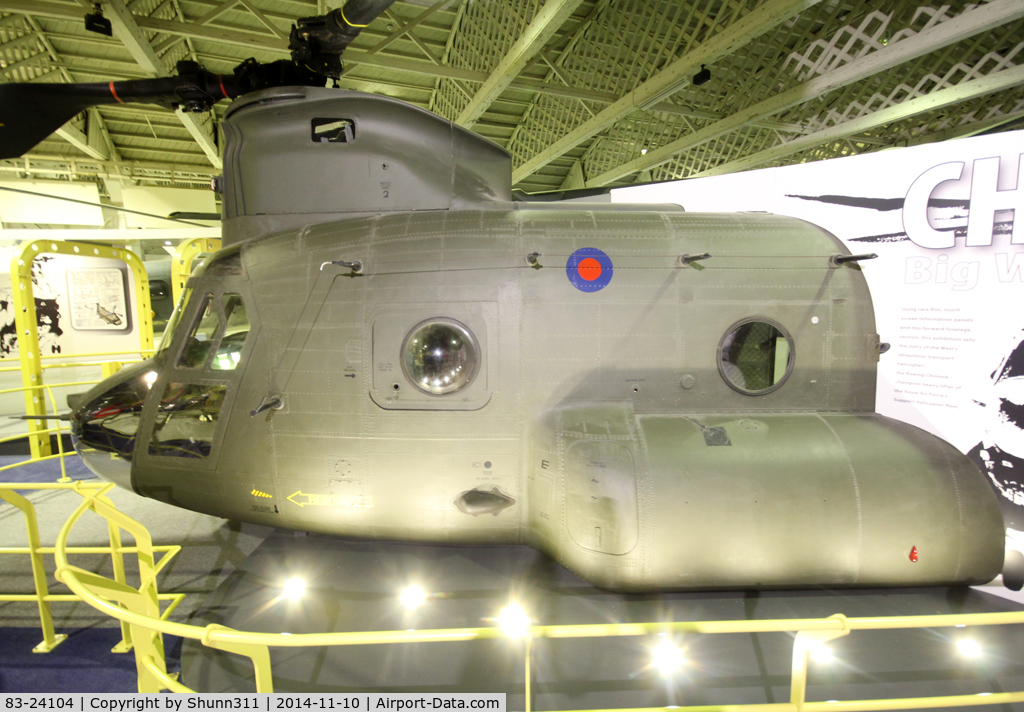 83-24104, 1983 Boeing CH-47D Chinook C/N M.3034, Preserved inside London - RAF Hendon Museum in Royal Air Force c/s... Ex. USAF