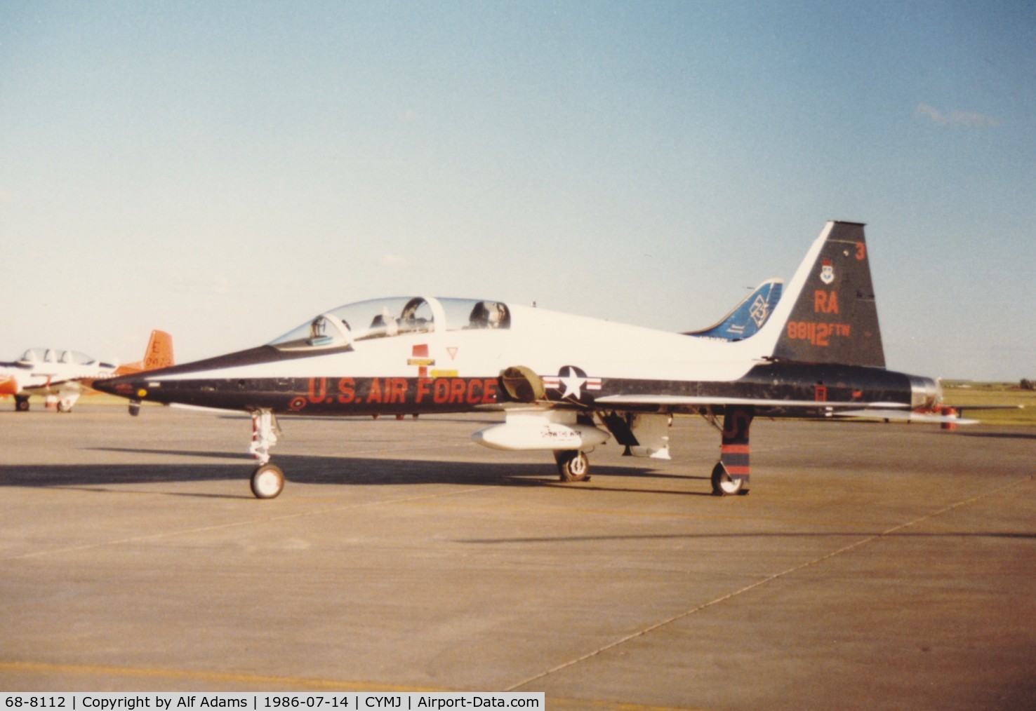 68-8112, 1968 Northrop T-38C Talon C/N T.6117, Photo shows T-38 Talon 68-8112 on display at the annual airshow at Canadian Forces Base Moose Jaw, Saskatchewan, Canada in 1986.