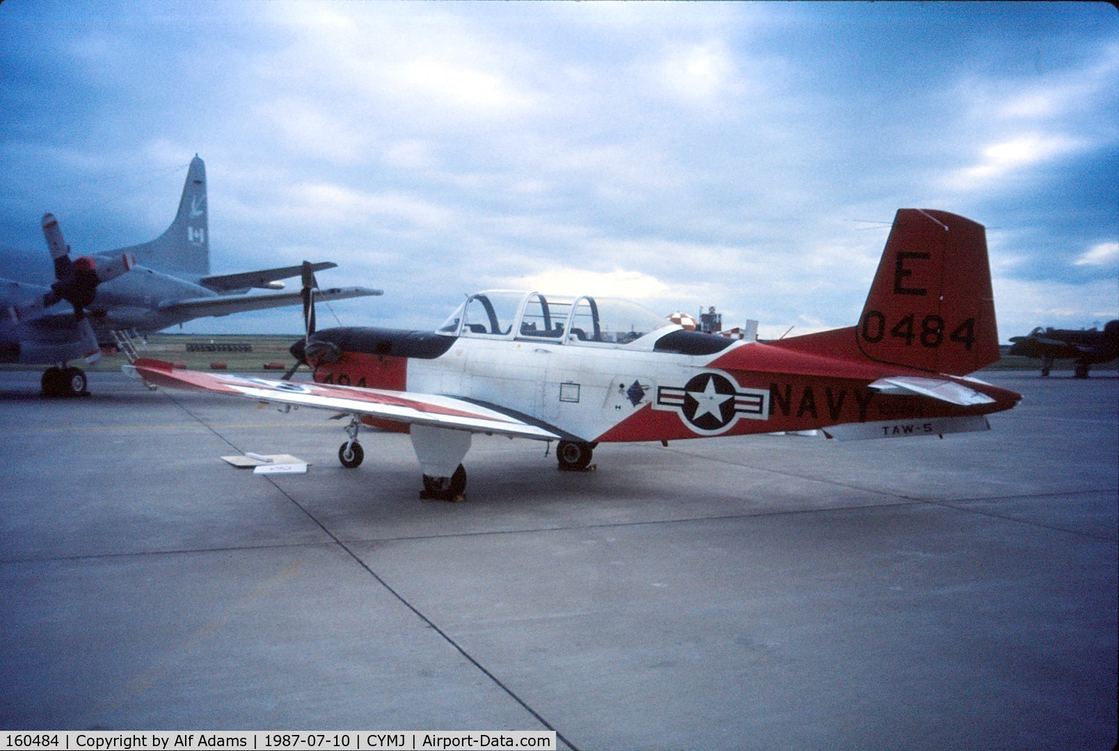 160484, Beech T-34C Turbo  Mentor C/N GL-41, T-34C Turbo Mentor 160484 on display at the annual airshow at Canadian Forces Base Moose Jaw, Saskatchewan, Canada in 1987.